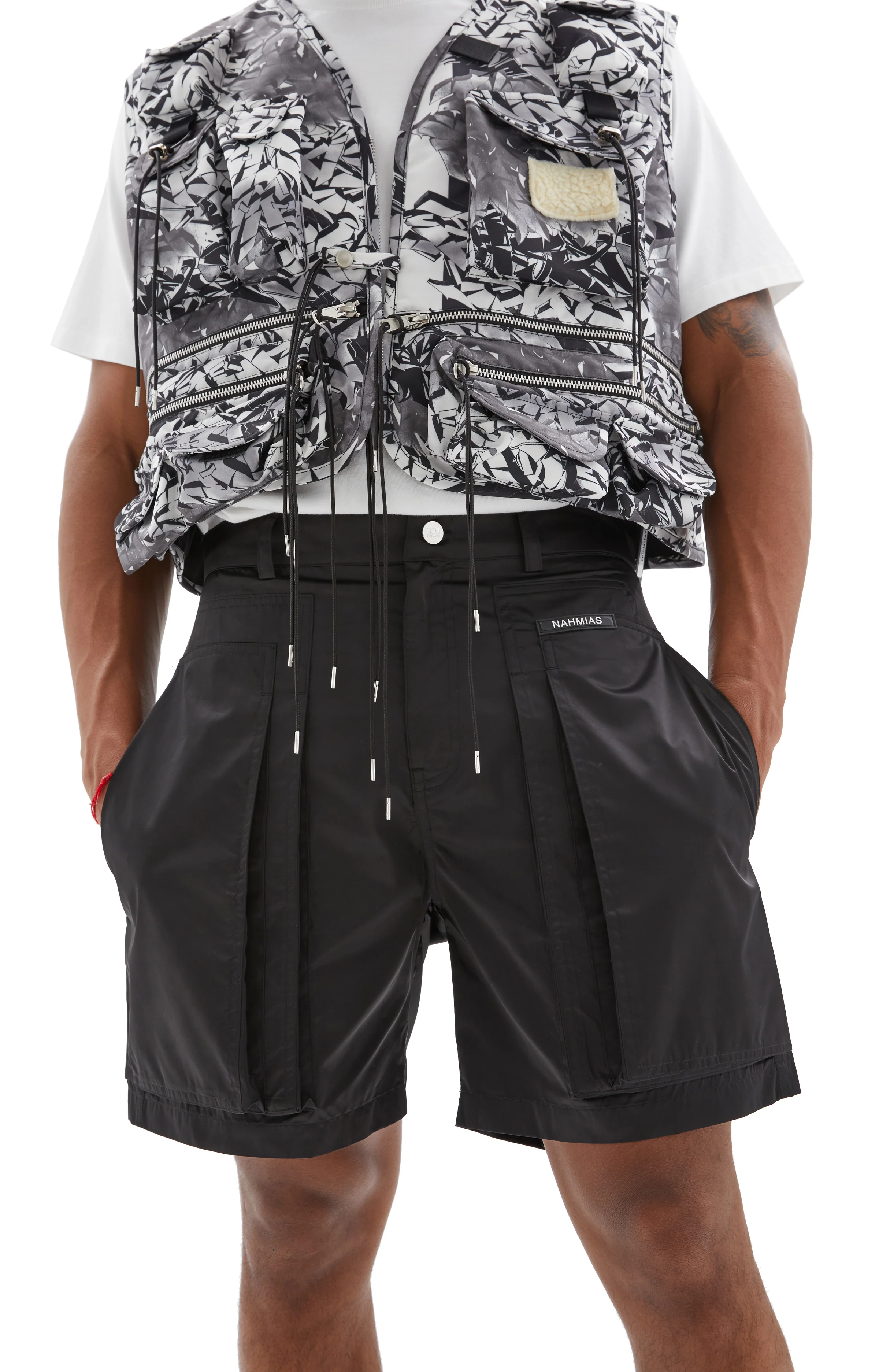 Nylon Cargo Shorts (Black)