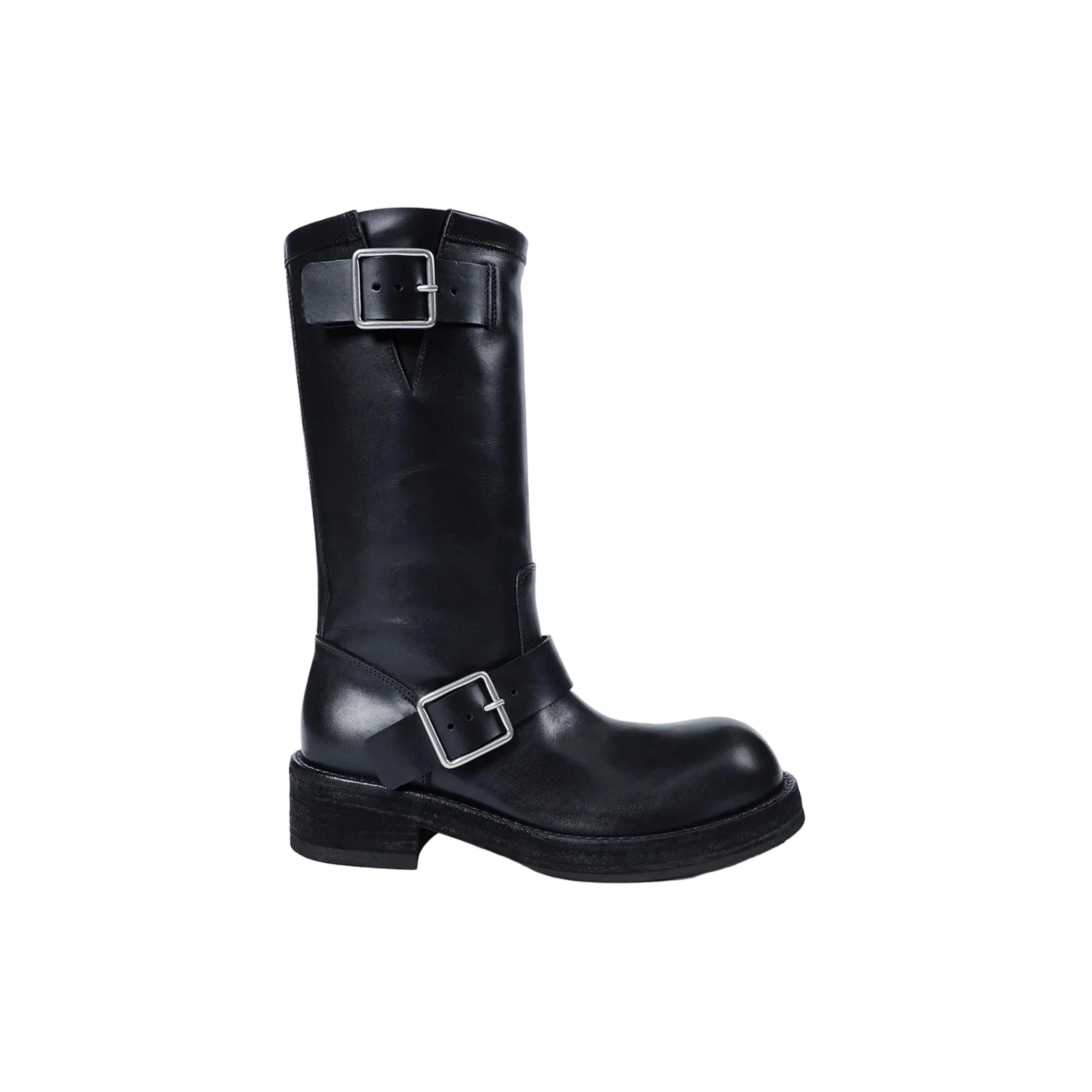 Sarith Engineer Biker Boots With Buckles (Black)
