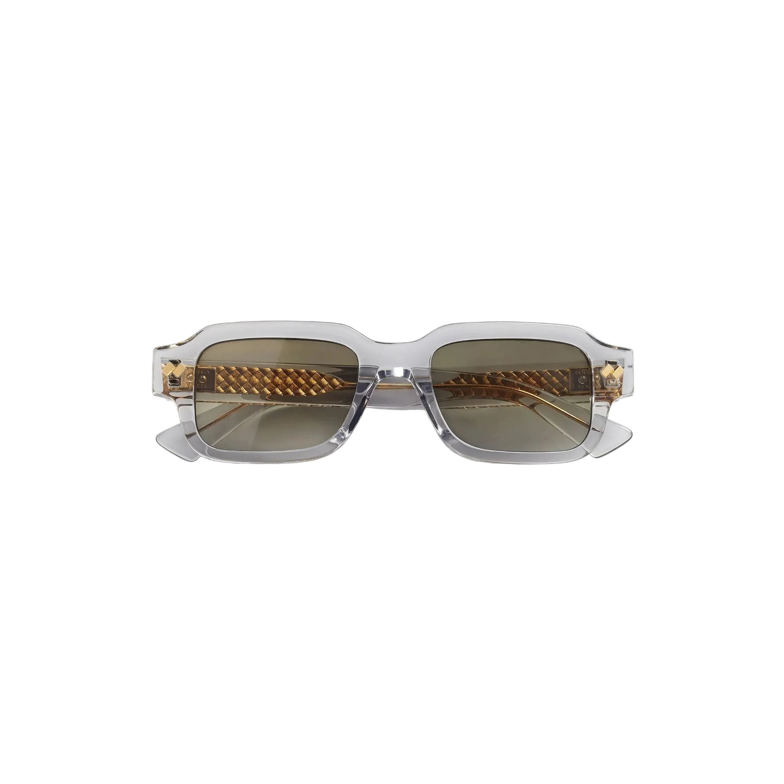 Intrecciato Rectangular Sunglasses (Grey/Green)