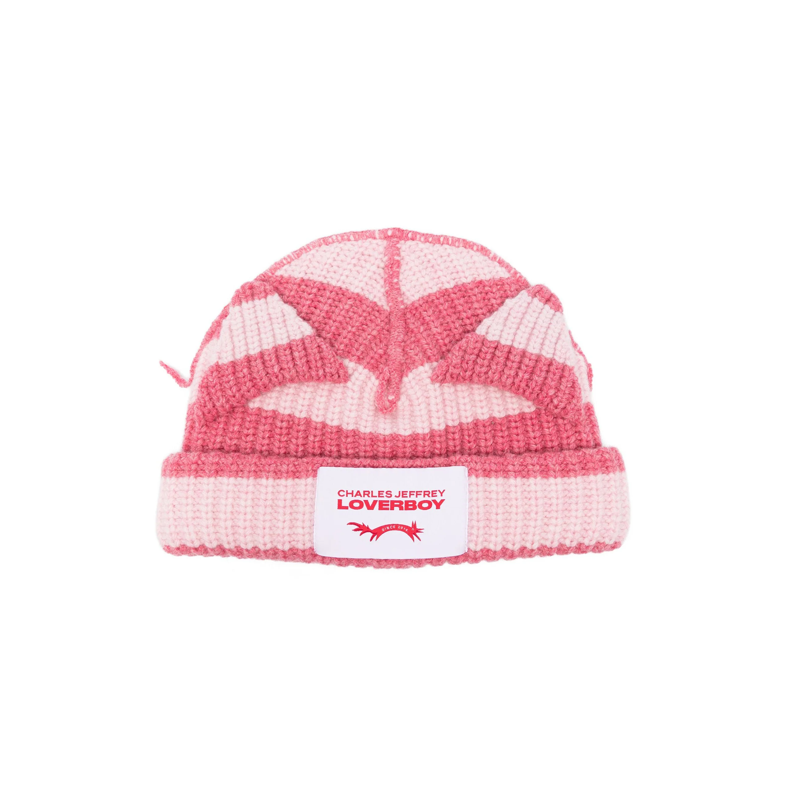 Chunky Ears Striped Beanie (Pink)