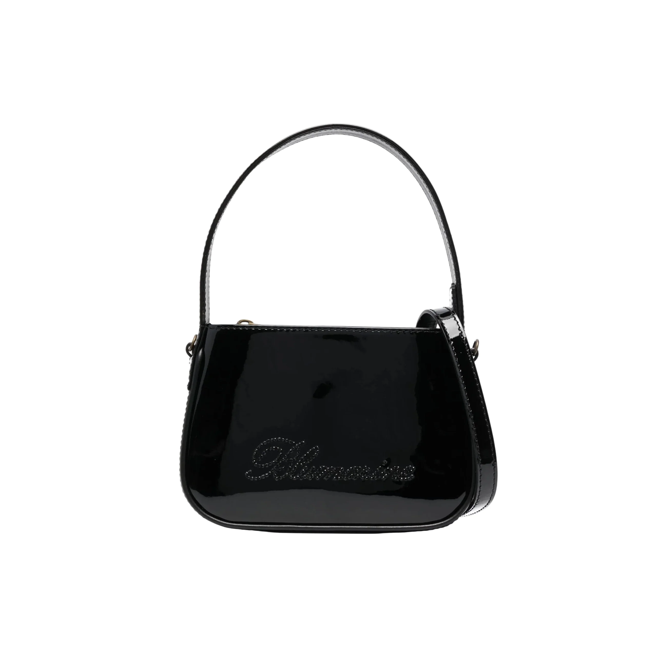 Patent Leather Bag with Rhinestone Logo