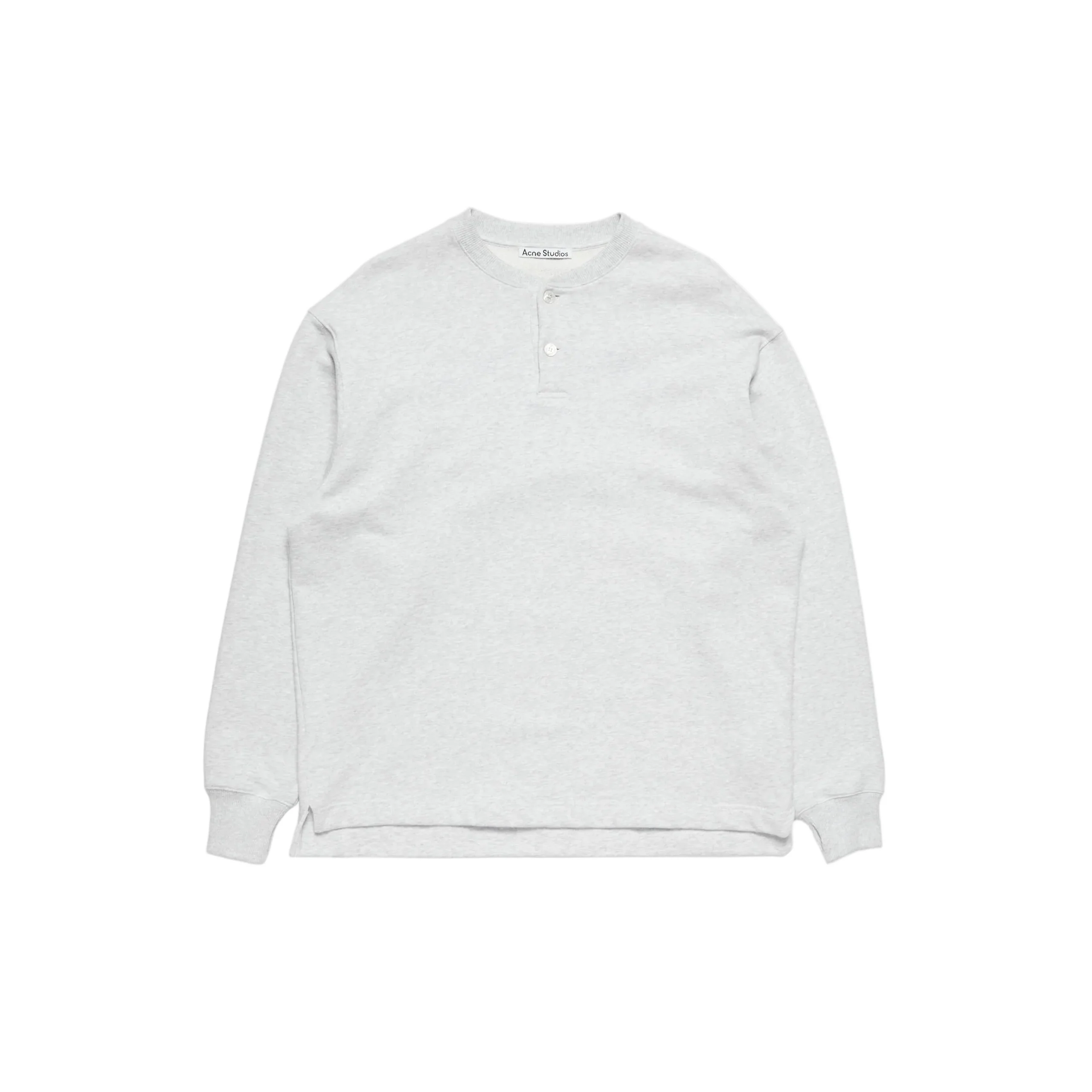 Henley Neck Sweatshirt (Pale Grey Melange)