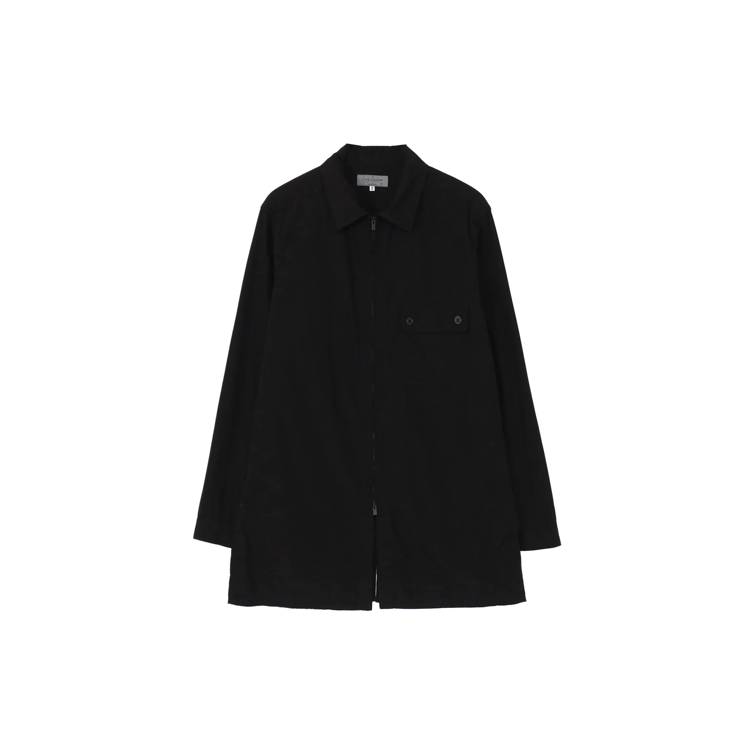 Chain Stitch Zip Opened Shirt (Black)