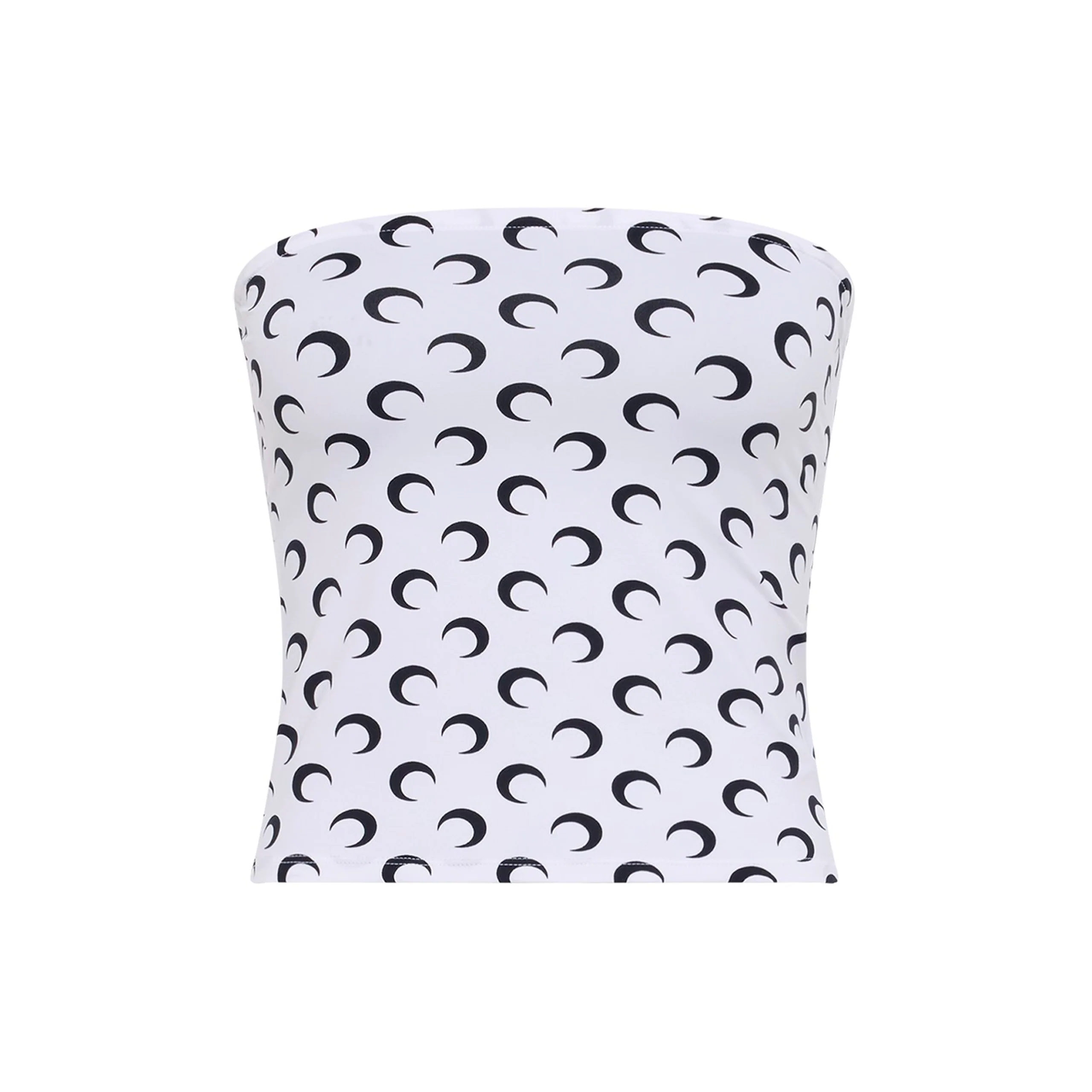 Moon Printed Jersey Tubed Top (Optical White)