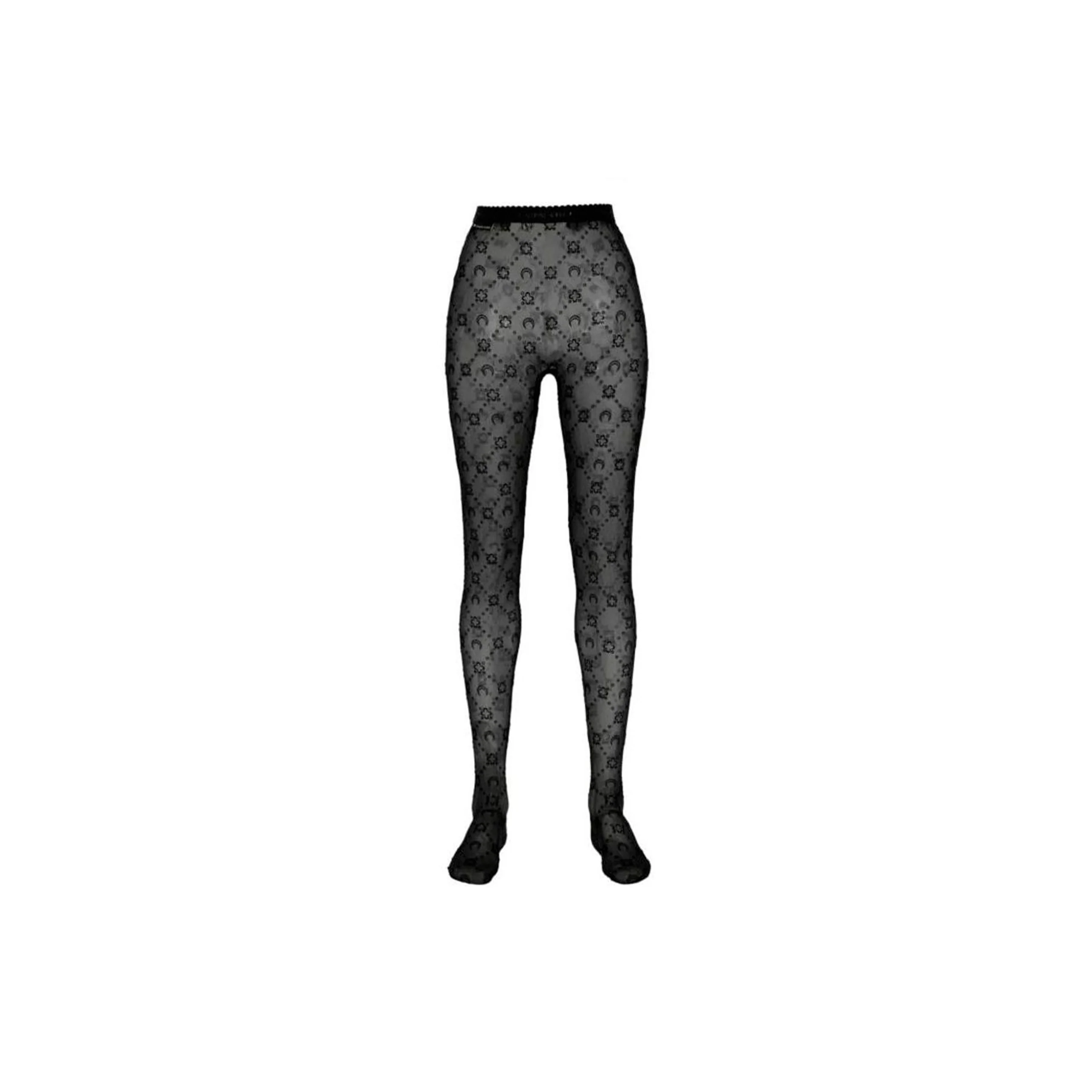 Moonogram Mesh Flock Tights (Black)