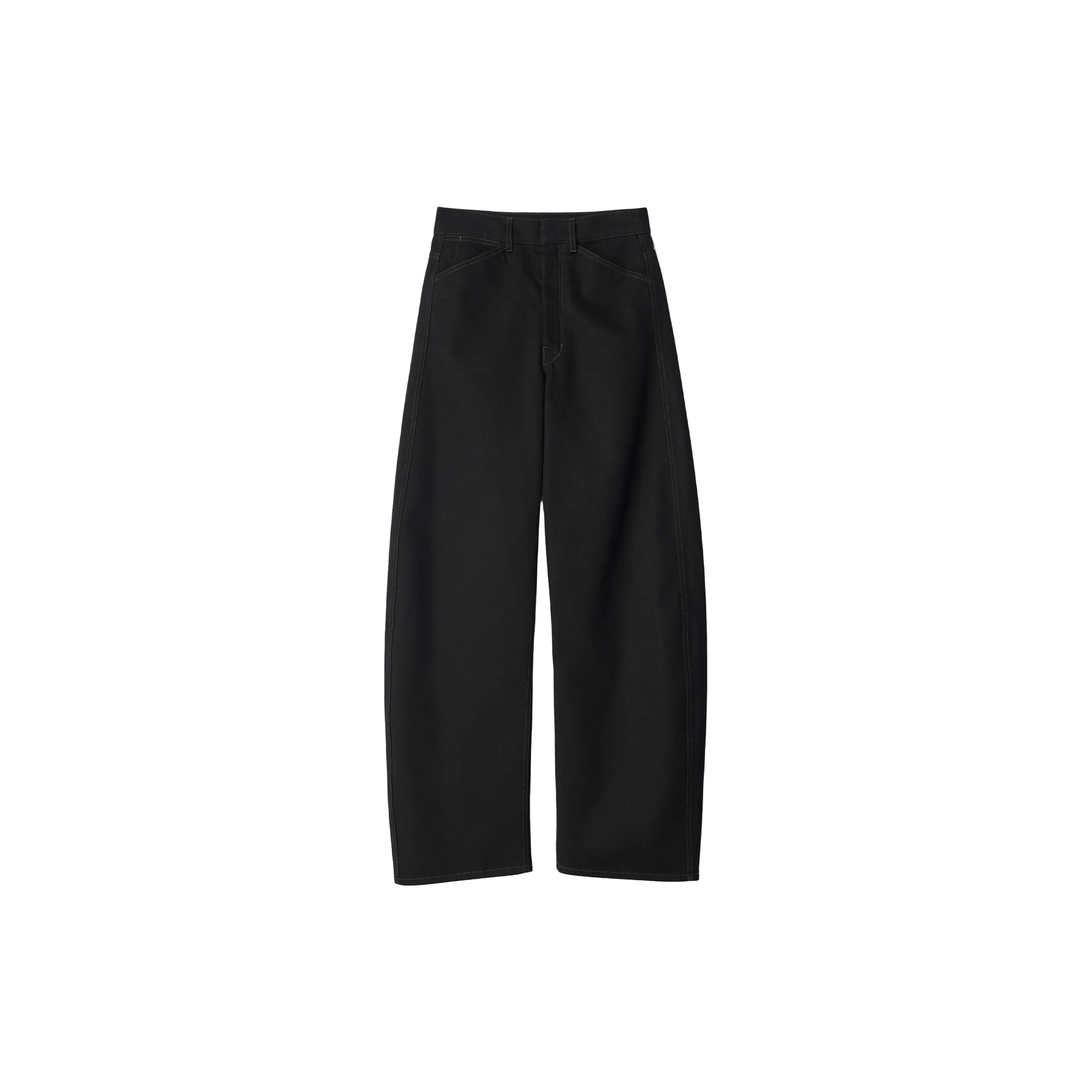 High Waisted Curved Pants (Black)