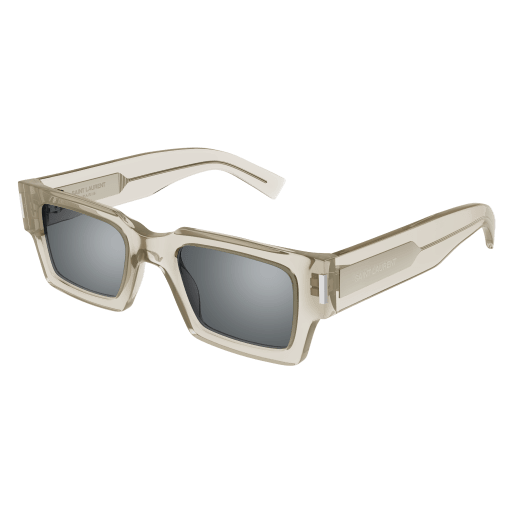 Squared Sharp Shape Sunglasses (Beige/Silver)