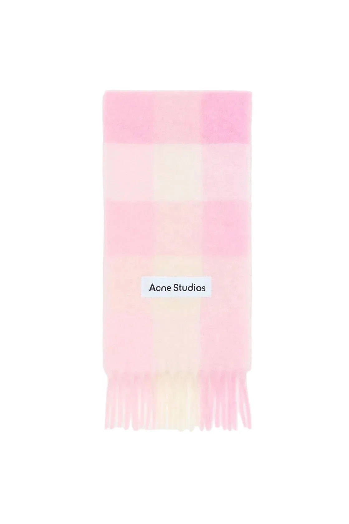 Mohair Checked Scarf (Candy Pink/White/Pale Pink)