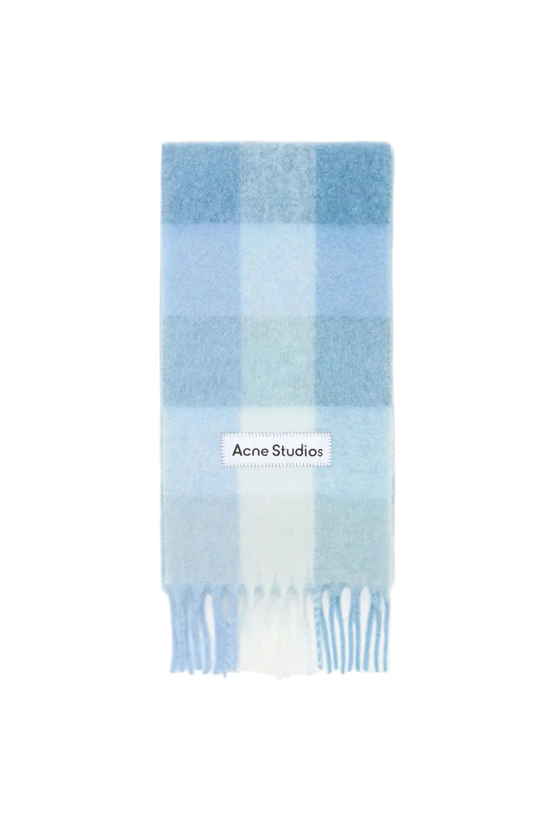 Mohair Checked Scarf (Light Blue/White/Powder Blue)