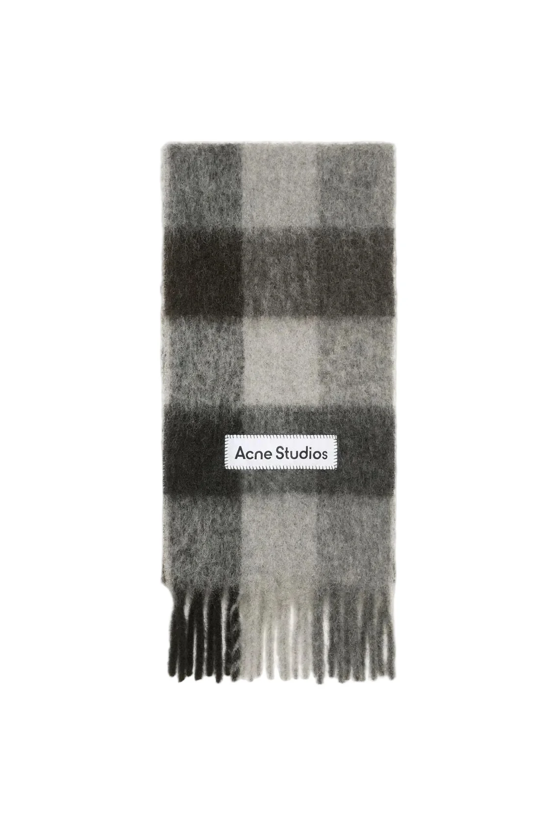Mohair Checked Scarf (Dark Black/Grey/Dark Grey)