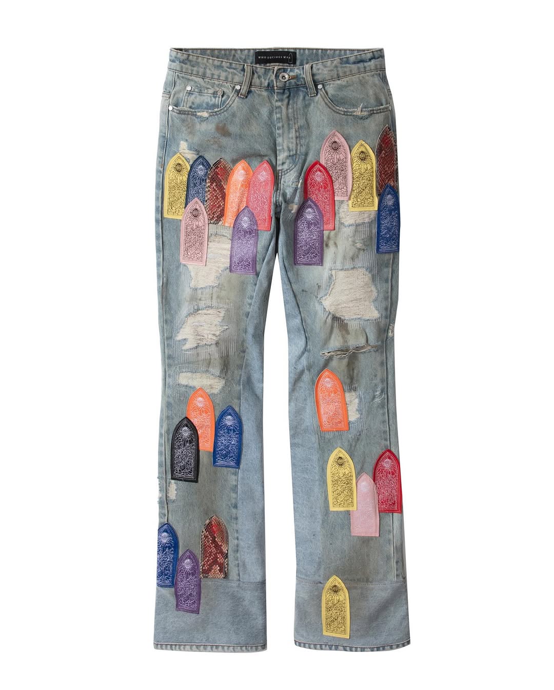 Patch Arched Repaired Distressed Denim (Multicolor)